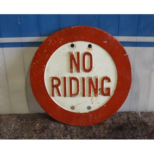78 - Cast aluminium sign - No Riding 9