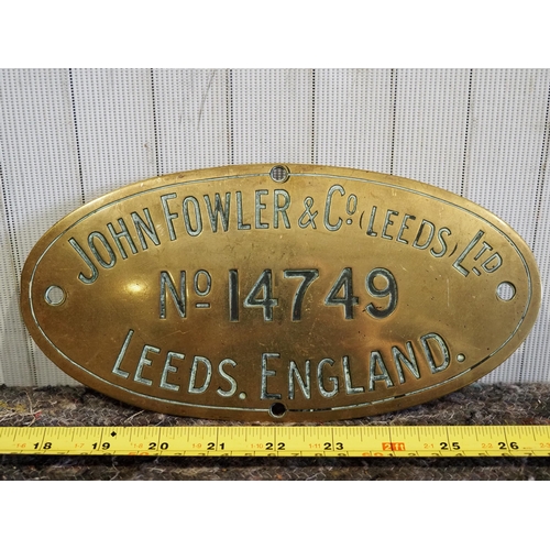 106 - Brass 'Fowler' traction engine plate