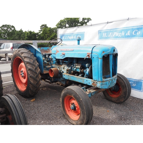 793 - Fordson Super Major industrial tractor. Runs & drives. Down swept exhaust & belt pulley