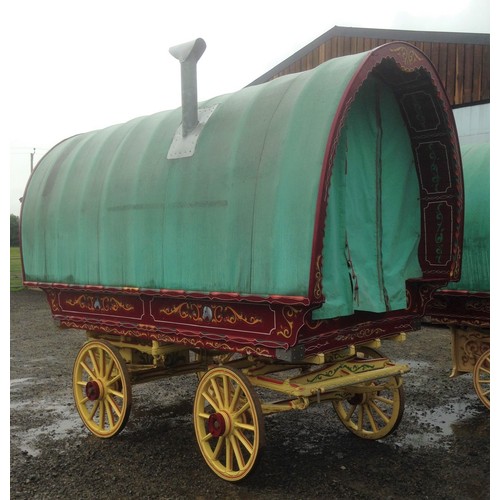 567 - Barrel Top Open Front Gypsy Caravan, nicely presented with stove, pull out bed, pan box, steps and s... 