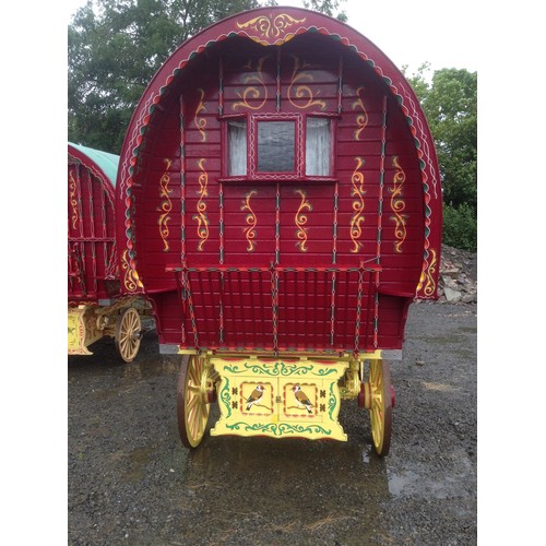 567 - Barrel Top Open Front Gypsy Caravan, nicely presented with stove, pull out bed, pan box, steps and s... 