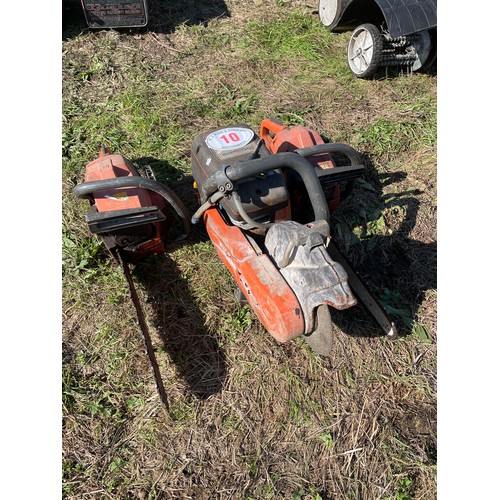 10 - Husqvarna disc cutter and two chainsaws
