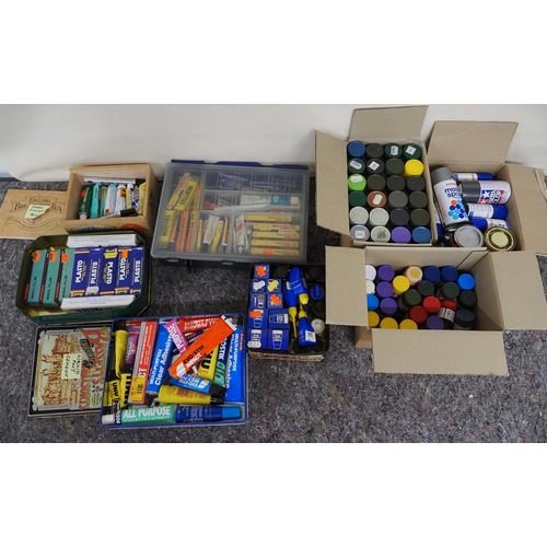 143 - Large quantity of model makers paint, glue and fillers