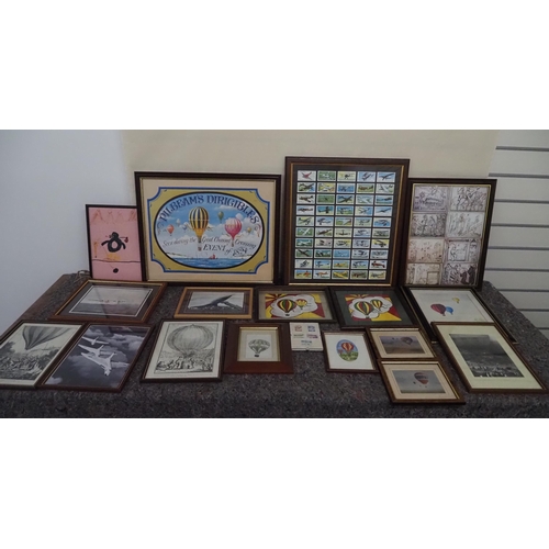 154 - Assorted framed ballooning and aircraft prints and paintings