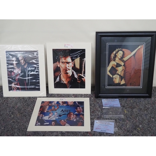155 - 4 - Signed photos to include Kylie Minogue and Bruce Campbell all with certificates of authenticity
