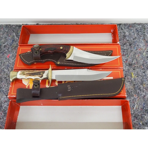 167 - 2 - Cudeman 1 bone handle and 1 wooden handle sporting knives new in original boxes