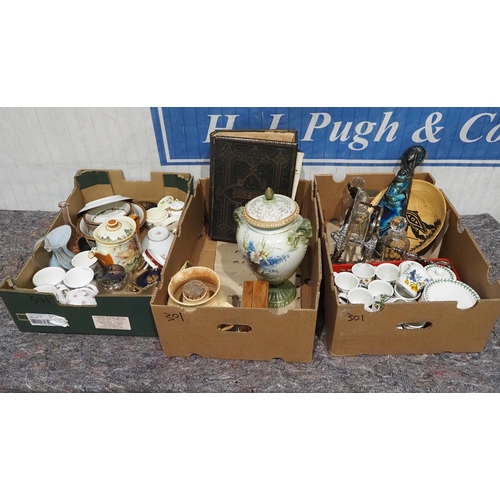 301 - 3 Boxes of assorted china to include Royal Daulton and Ancient bible