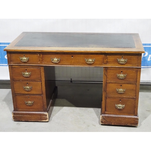 323 - Leather top twin pedestal desk 48