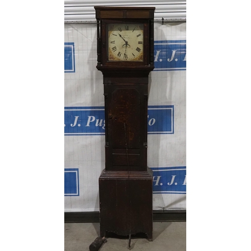 328 - Oak cased grandfather clock by J & E Mason Worcester