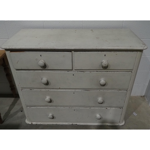 332 - Painted pine chest 2 short and 3 long drawers 41