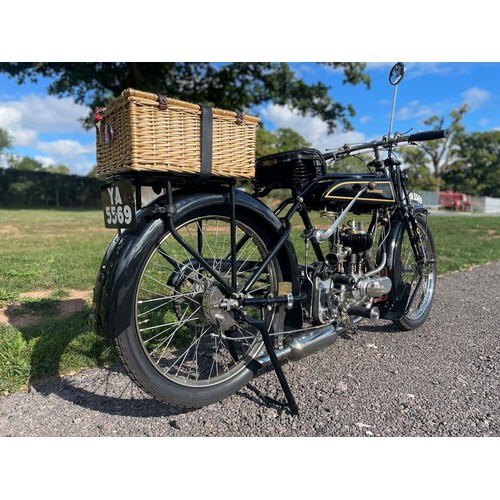 880 - Hemming flat tank motorcycle. 1922. With Blackburne 4¼HP engine and Moss 3 speed gearbox. 
Frame No.... 