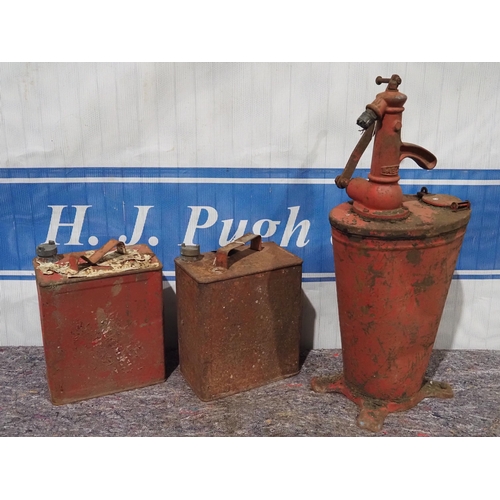 148 - 2 - 2 Gallon fuel cans - Valor and SM & BP and oil dispenser