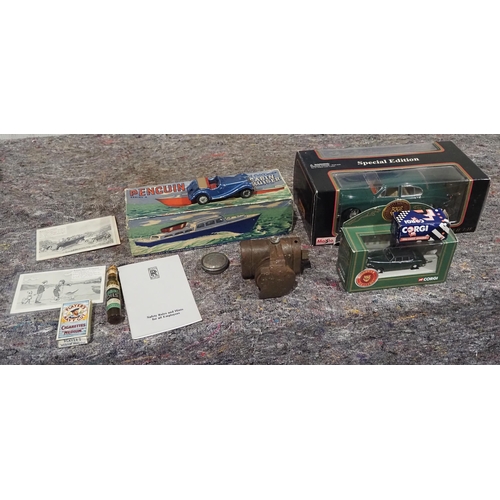 175 - Model cars, model boats and a WWII bicycle lamp etc.