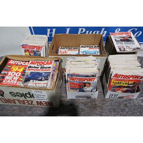 71 - Large quantity of Autocar and Autosport magazines from the 1980s and 1990s