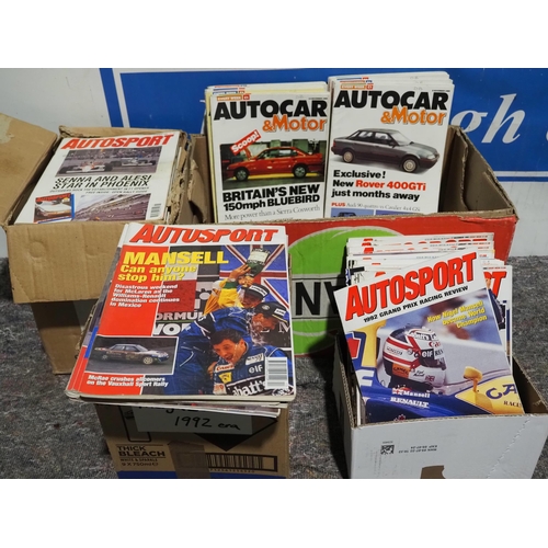 72 - Large quantity of Autocar and Autosport magazines