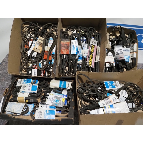 81 - 5 Boxes of assorted American fan belts and drive belts NOS