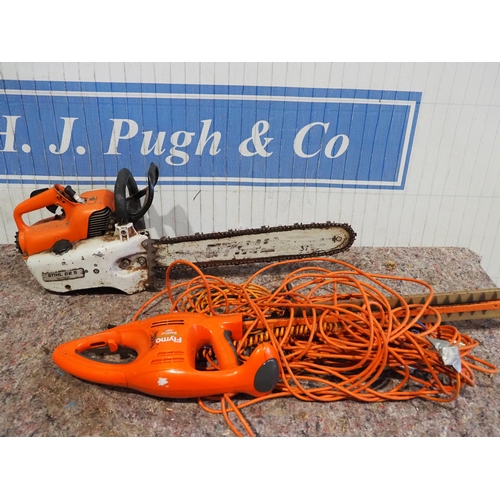 1193 - Stihl 08s chainsaw and Flymo hedgecutter