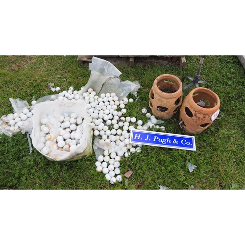 441 - Ceramic pot, strawberry planter and golf balls