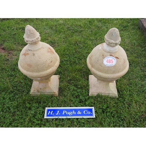 485 - Pair of stone pillar caps