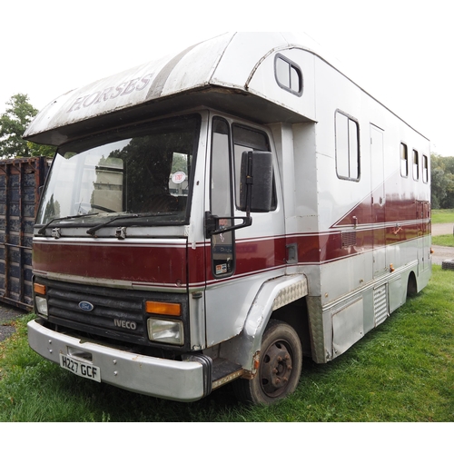 1787 - Ford Iveco horse box. runs and drives. Keys in office. Reg. H227 GCF. V5