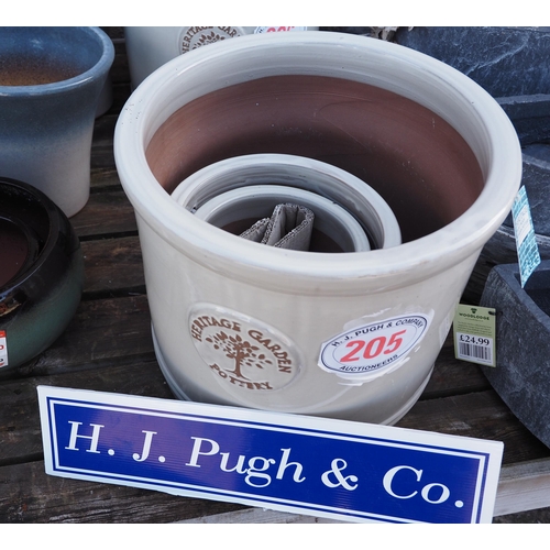 205 - 3 Heritage Garden Pottery ceramic planters