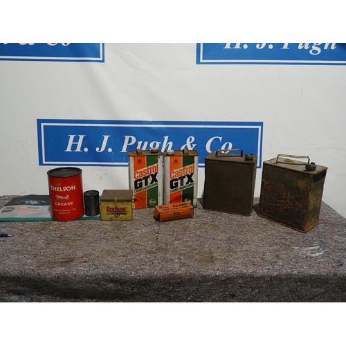 187 - Pratts 2 gallon cans and grease tins
