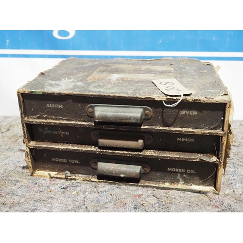 208 - Old 3 Drawer garage parts box