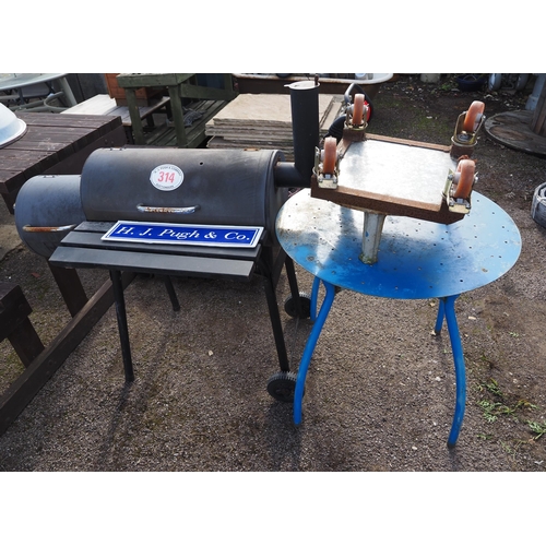 314 - Bosch mower, BBQ and metal garden table