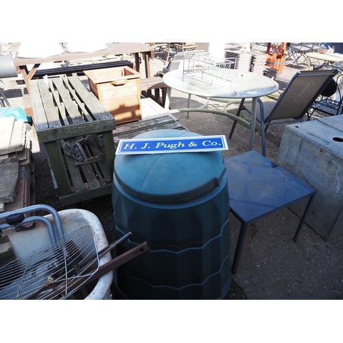 324 - Quantity of miscellaneous including garden table and compost bin etc.