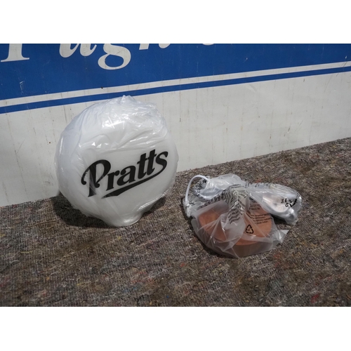 258 - Small Glass Pratts petrol pump globe with base