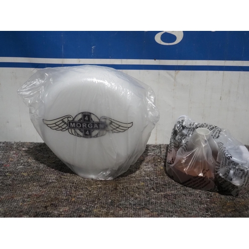 259 - Small Glass Morgan 4/4 petrol pump globe with base