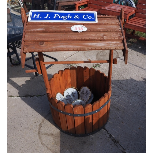 348 - Wooden garden wishing well