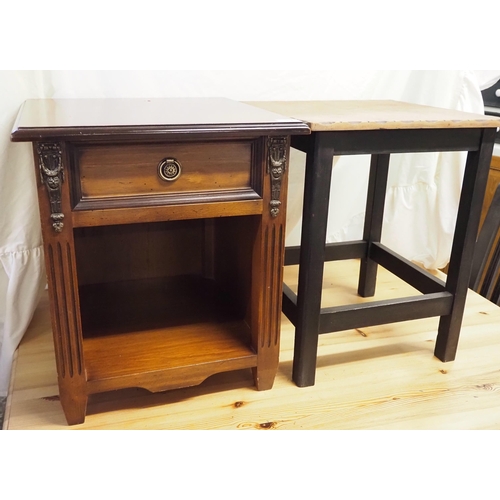37 - Bedside cabinet with 1 drawer and occasional wooden stool