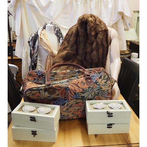 48 - 2 Mannequins, luggage bag and 2 jewellery boxes