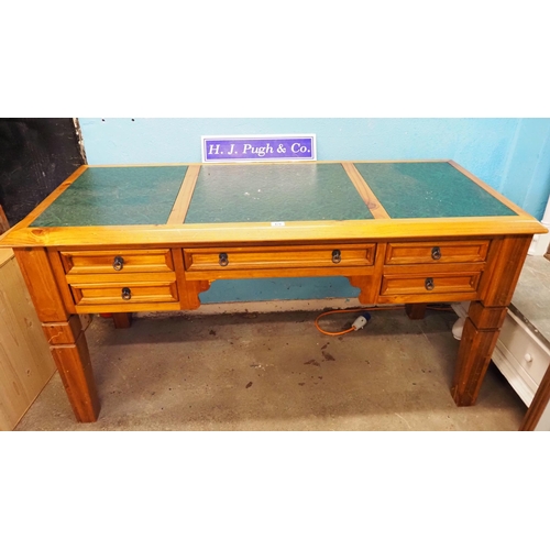 69 - Pine desk with leather top