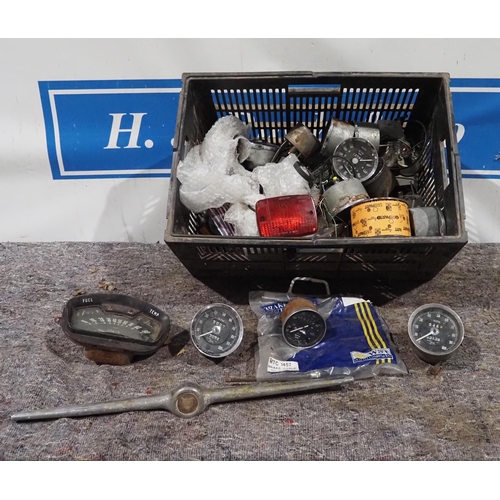 365 - Box of speedometers and other car spares