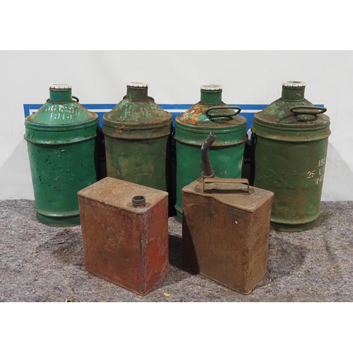 394 - 4 - 25L Castrol cans and 2 - 2 gallon cans