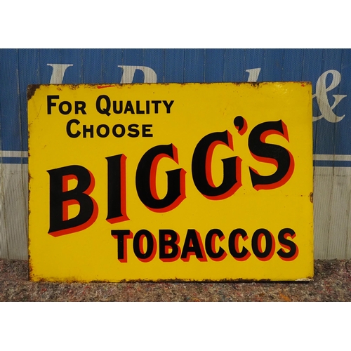 1028 - Post mounted double sided Enamel sign- Bigg's Tobacco 20