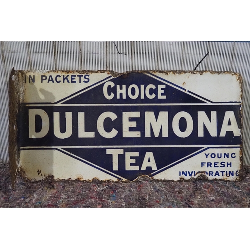 1092 - Post mounted double sided Enamel sign - Choice Dulcemona Tea 13