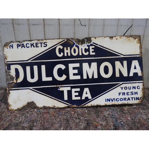 1092 - Post mounted double sided Enamel sign - Choice Dulcemona Tea 13