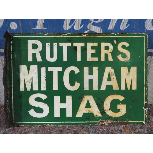 1093 - Post mounted double sided Enamel sign - Rutter's Mitcham Shag 18