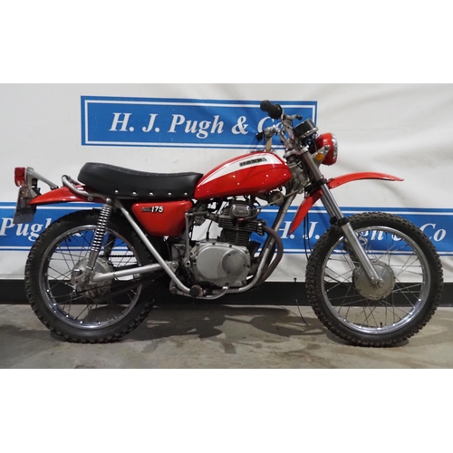 Honda SL175 motorcycle. 1972. 174cc. Frame No. 2016668 Engine No. 2016807 2  Cylinder twin carb. Runs