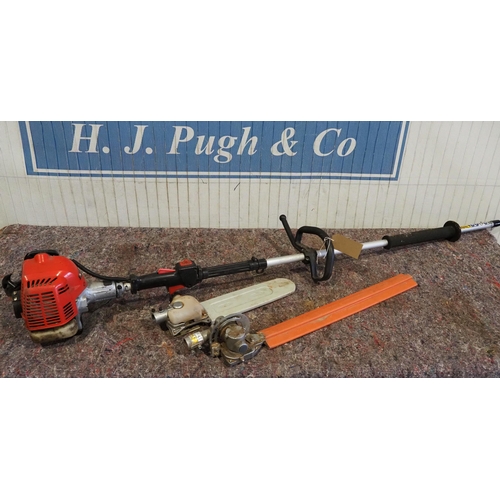 314 - Robin long reach multi tool with hedge trimmer and chainsaw attachment