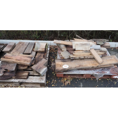 151 - 2- Pallets of mixed hardwood lengths, including Yew and Cherry