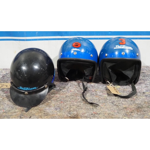 682 - 3 Stadium vintage motorcycle helmets