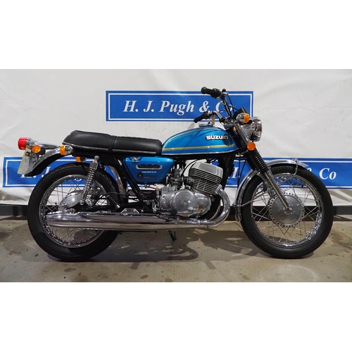 866 - Suzuki T500 motorcycle. 1975. 
Frame No. 83929
Engine No. 83475
Has had a complete rebuild, runs and... 