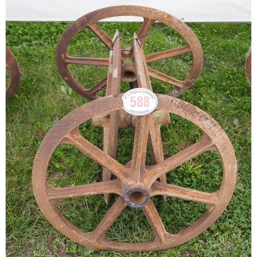 588 - 4- Cast iron wheels