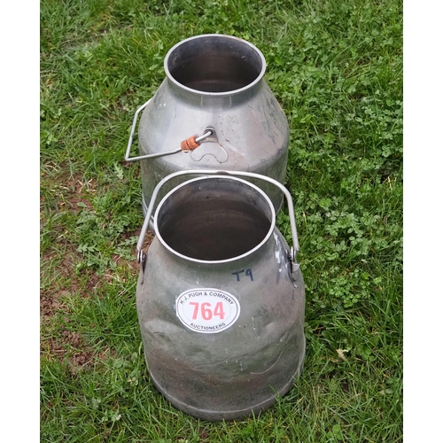 764 - 2- Galvanised milk buckets