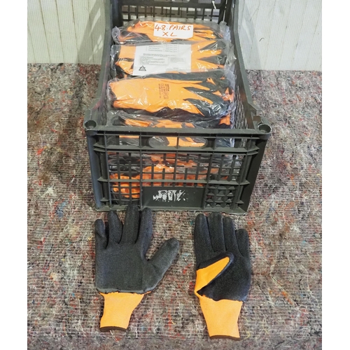 824 - 48 - Pairs polyester/ latex gloves XL