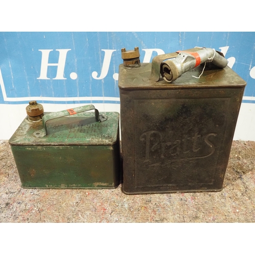 726 - 2 Gallon Pratts fuel can and 1 gallon Shell can